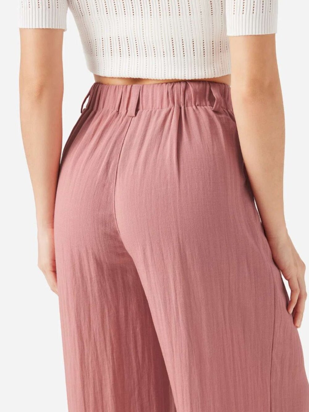 Halara High Waisted Pocket Wide Leg Flowy Palazzo Linen-Feel Pants 1X Rosette - Picture 2 of 2